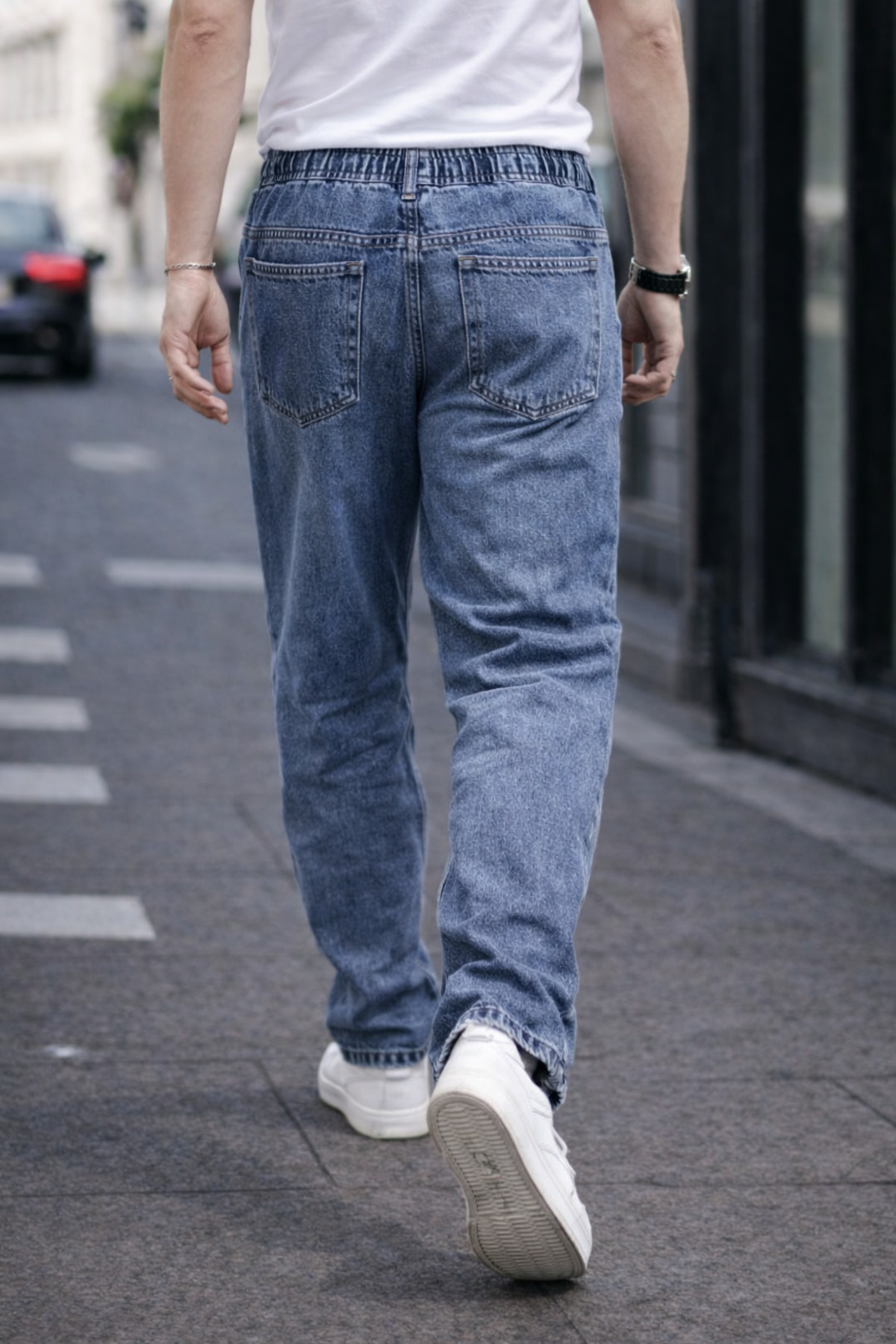 Erkek Trend Pamuklu Lacivert Baggy Kot Pantolon 6