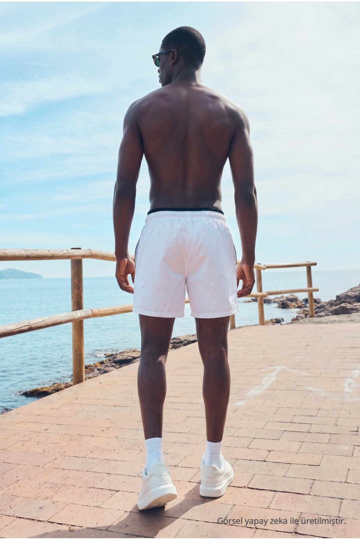 Erkek Fermuarlı Cepli Jogger Yazlık Açık Gri Deniz Şortu 6