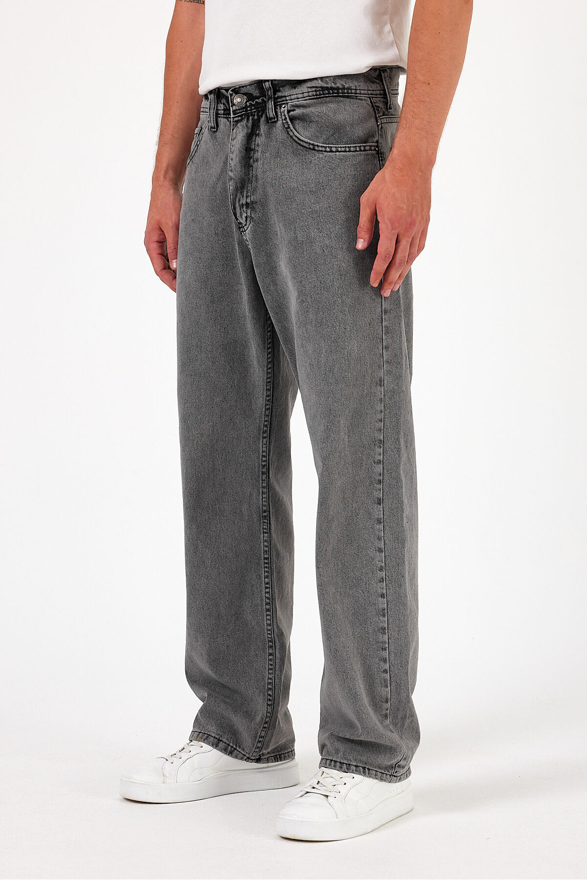 Erkek Jeans Bol Paça Füme Baggy Kot Pantolon 6