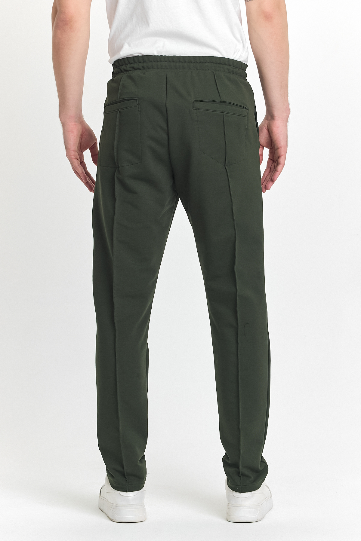 Erkek Beli Lastikli Esnek Bol Paça Haki Pantolon 3