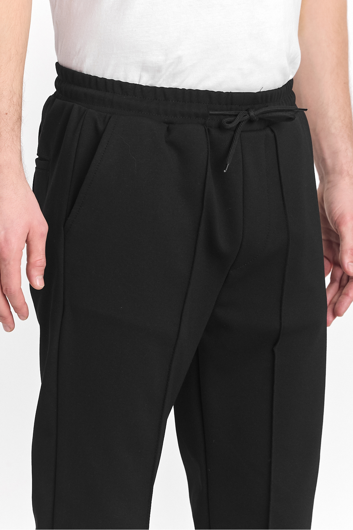 Erkek Beli Lastikli Esnek Bol Paça Siyah Pantolon 4
