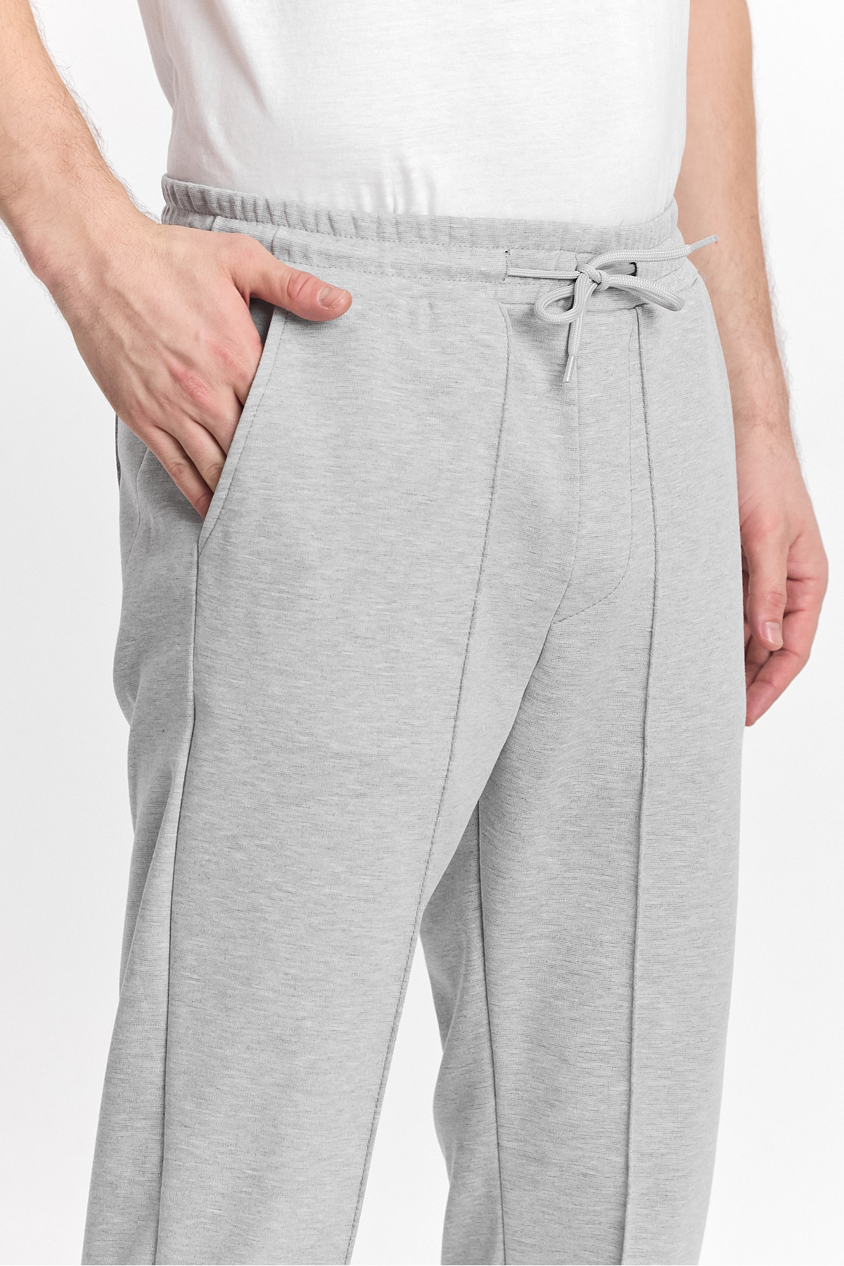 Erkek Beli Lastikli Esnek Bol Paça Gri Pantolon 4