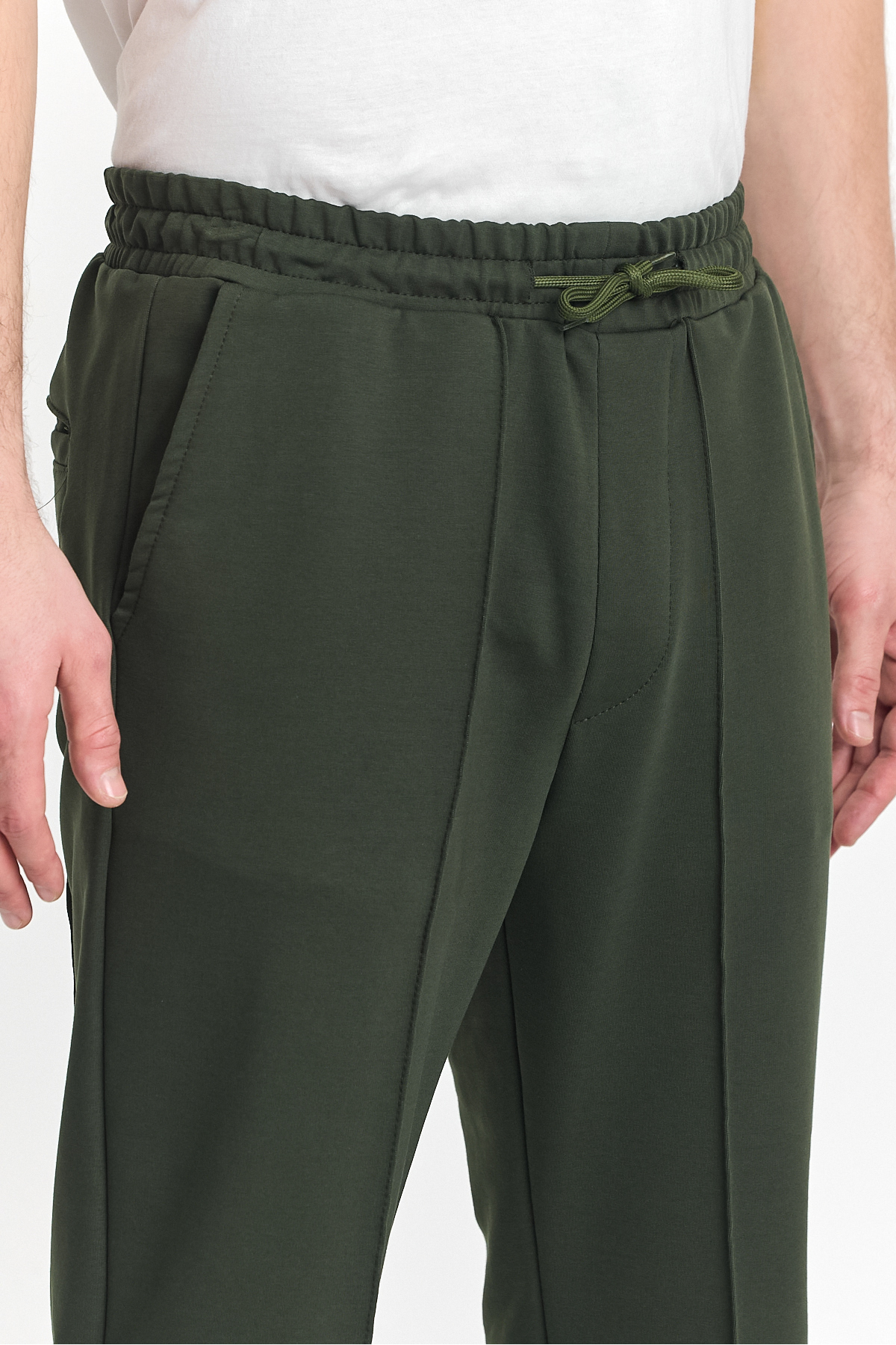Erkek Beli Lastikli Esnek Bol Paça Haki Pantolon 4