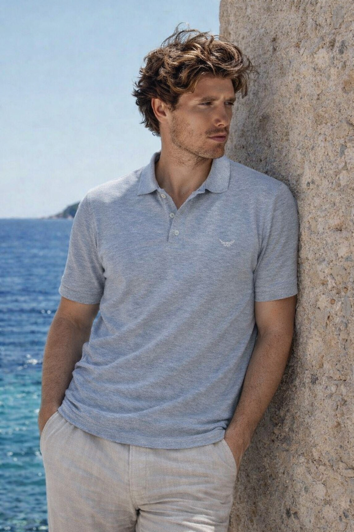 Erkek Premium Comfort M.Gri Polo Yaka T Shirt Grimelanj 5
