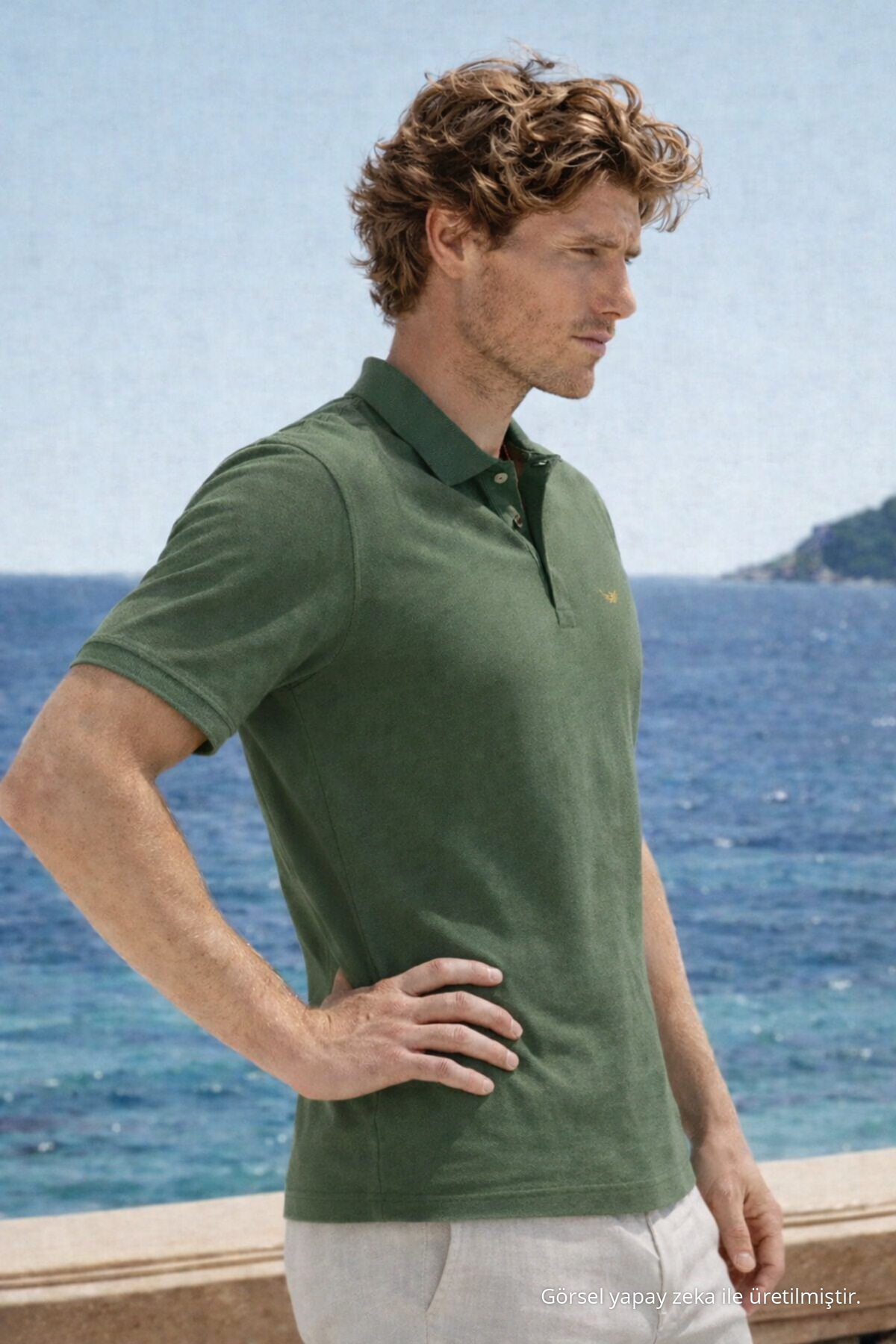 Erkek Premium Comfort Haki Polo Yaka T Shirt 4