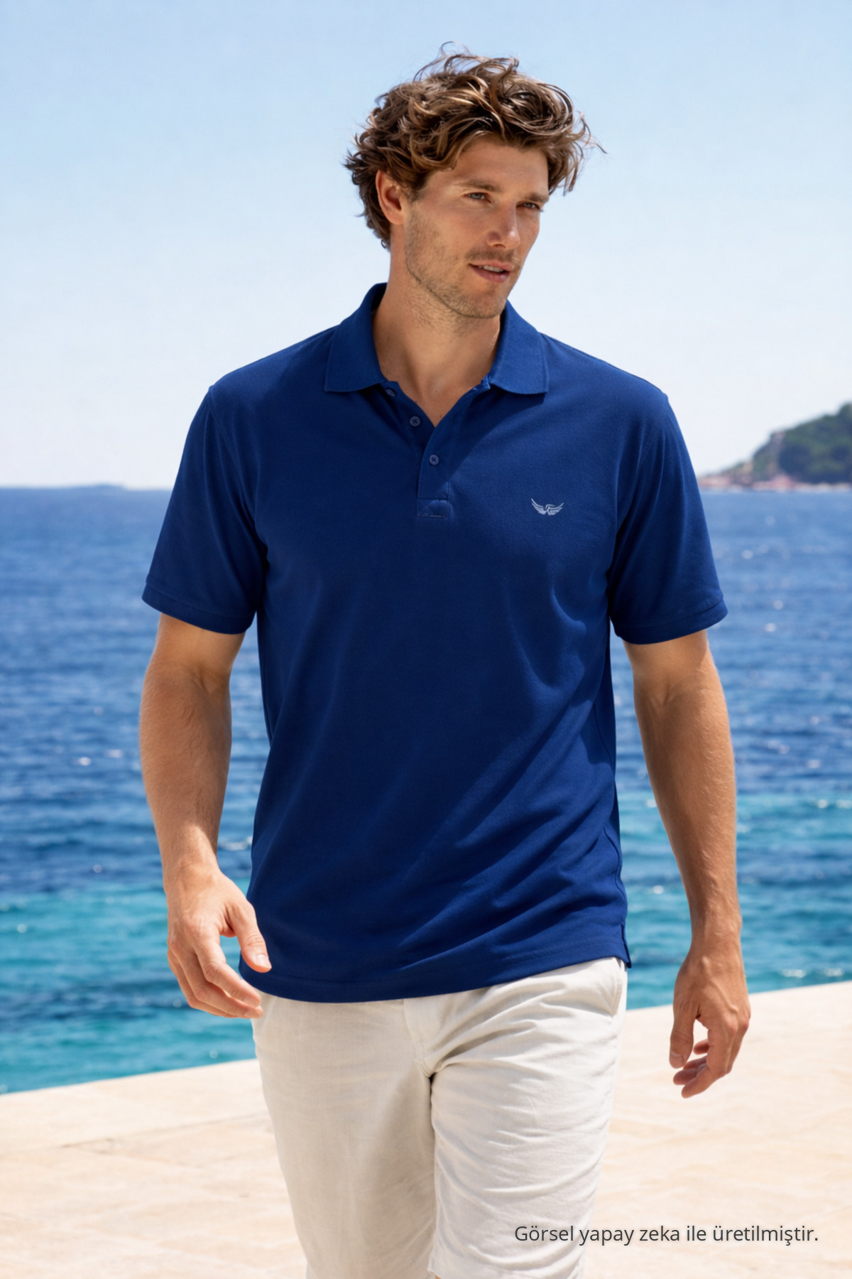 Erkek Premium Comfort Mavi Polo Yaka T Shirt 3