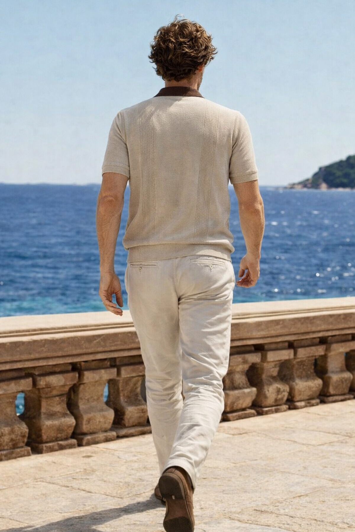 Erkek Trend Fermuarlı Krem Triko Polo Yaka T Shirt 6