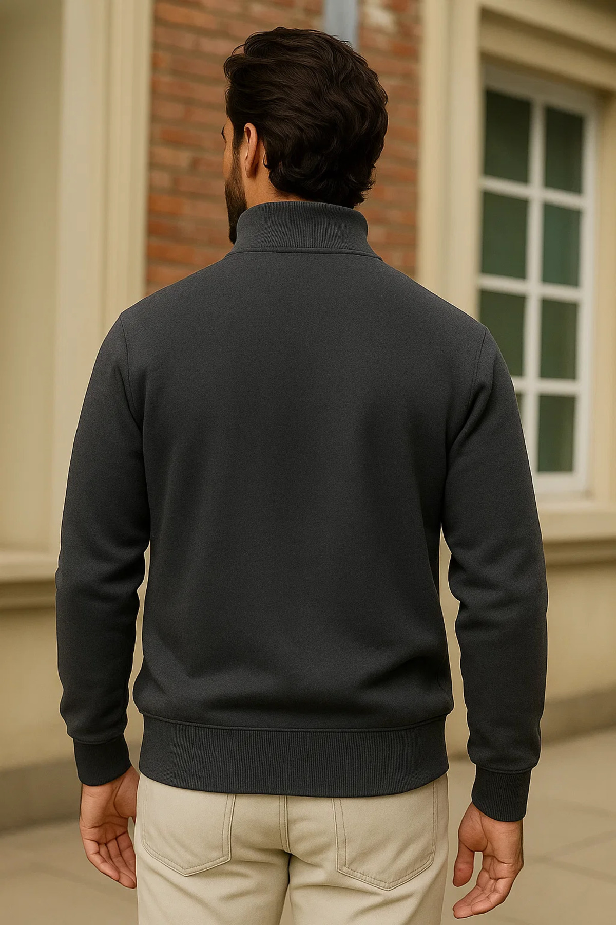 Erkek Kışlık Antrasit Oversize Fermuarlı Sweatshirt 5