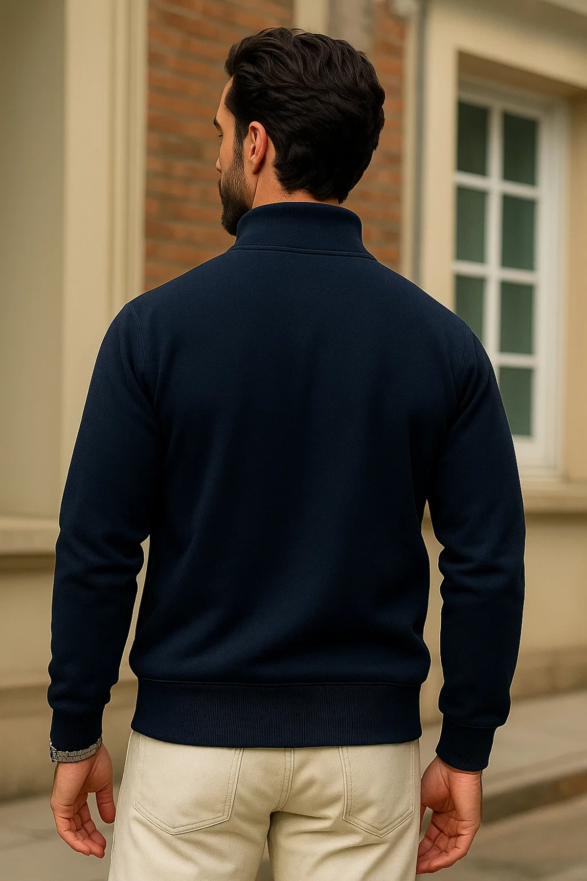 Erkek Kışlık Lacivert Oversize Fermuarlı Sweatshirt 6