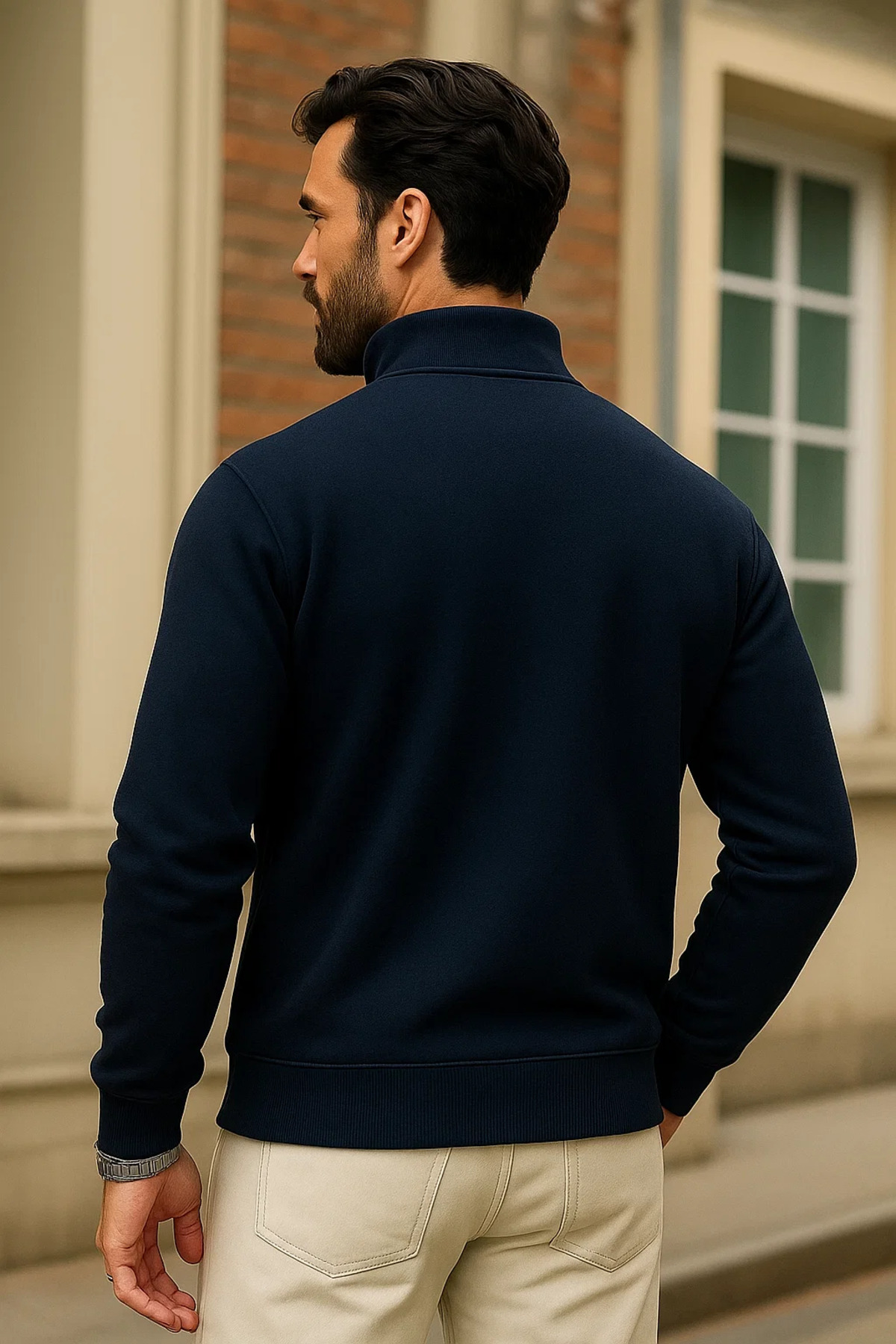 Erkek Kışlık Lacivert Oversize Fermuarlı Sweatshirt 5