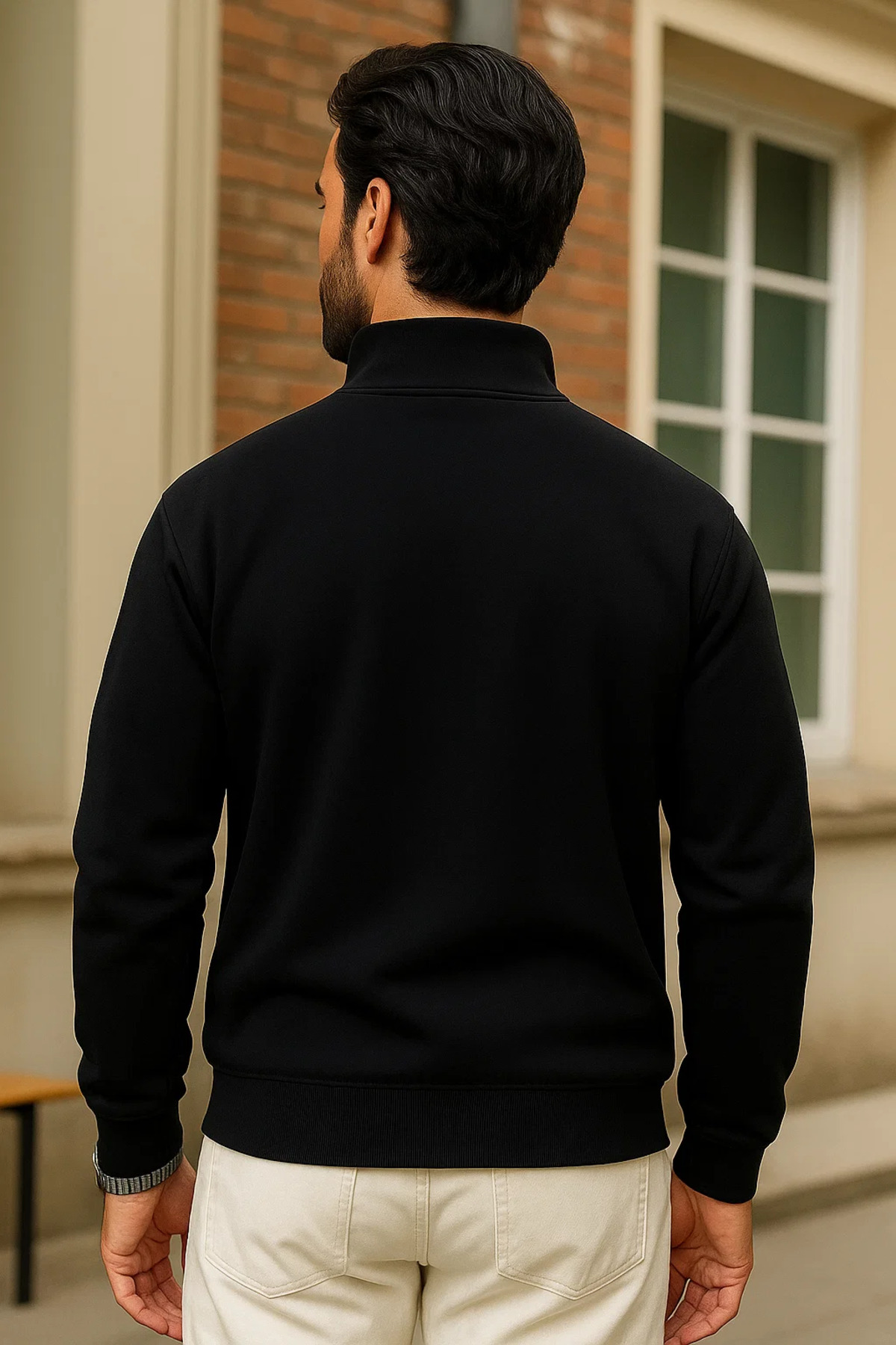 Erkek Kışlık Siyah Oversize Fermuarlı Sweatshirt 5