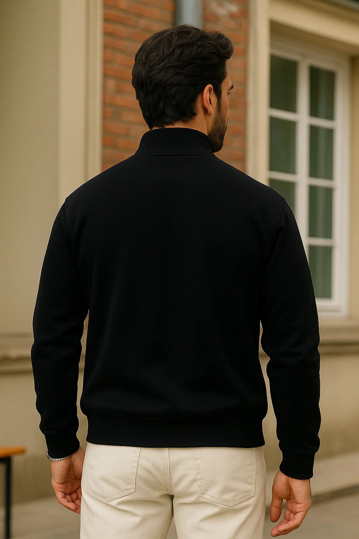Erkek Kışlık Siyah Oversize Fermuarlı Sweatshirt 6