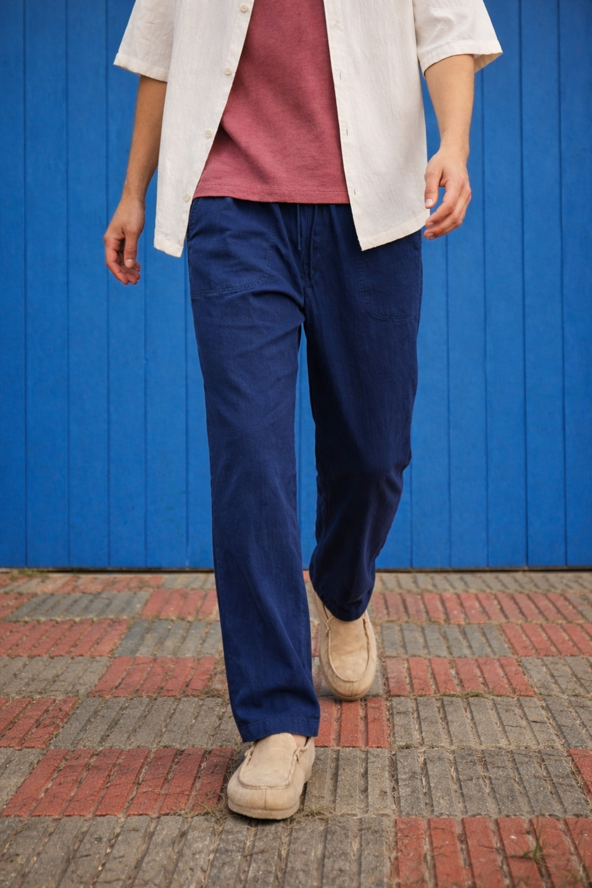Erkek Trend Premium Bol K.Lacivert Keten Pantolon 3