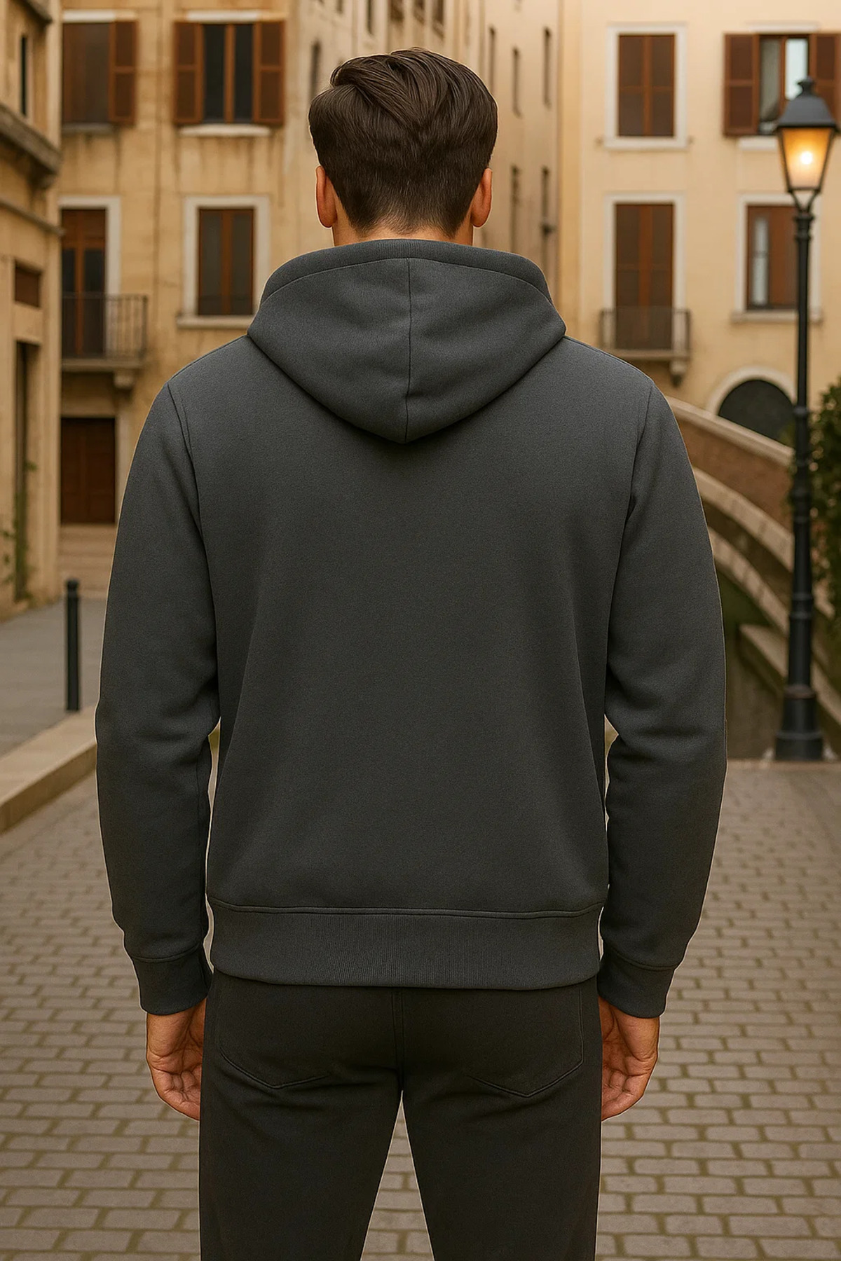 Erkek Kışlık Kapsonlu Antrasit Fermuarlı Oversize Sweat 6
