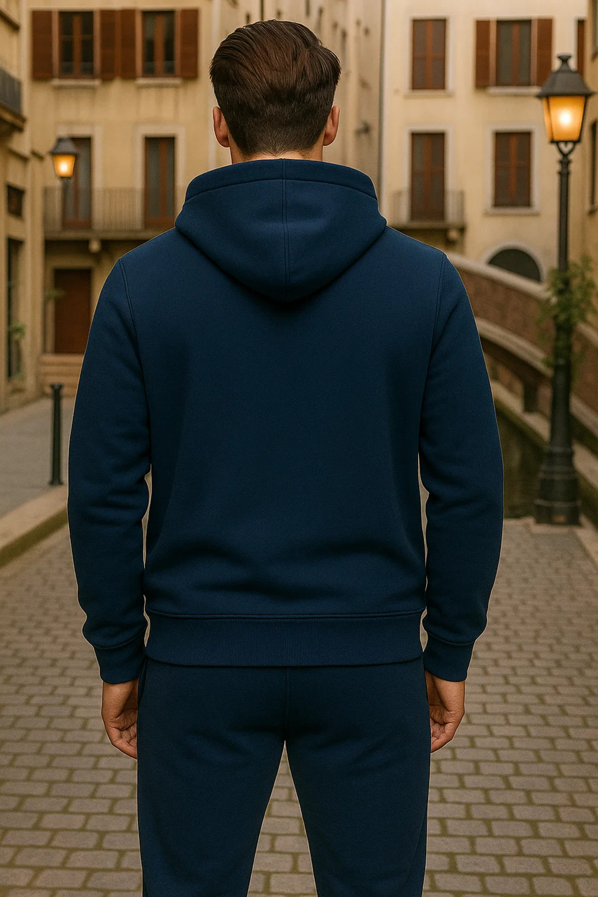 Erkek Kışlık Kapsonlu Koyu Mavi Fermuarlı Oversize Sweat 6