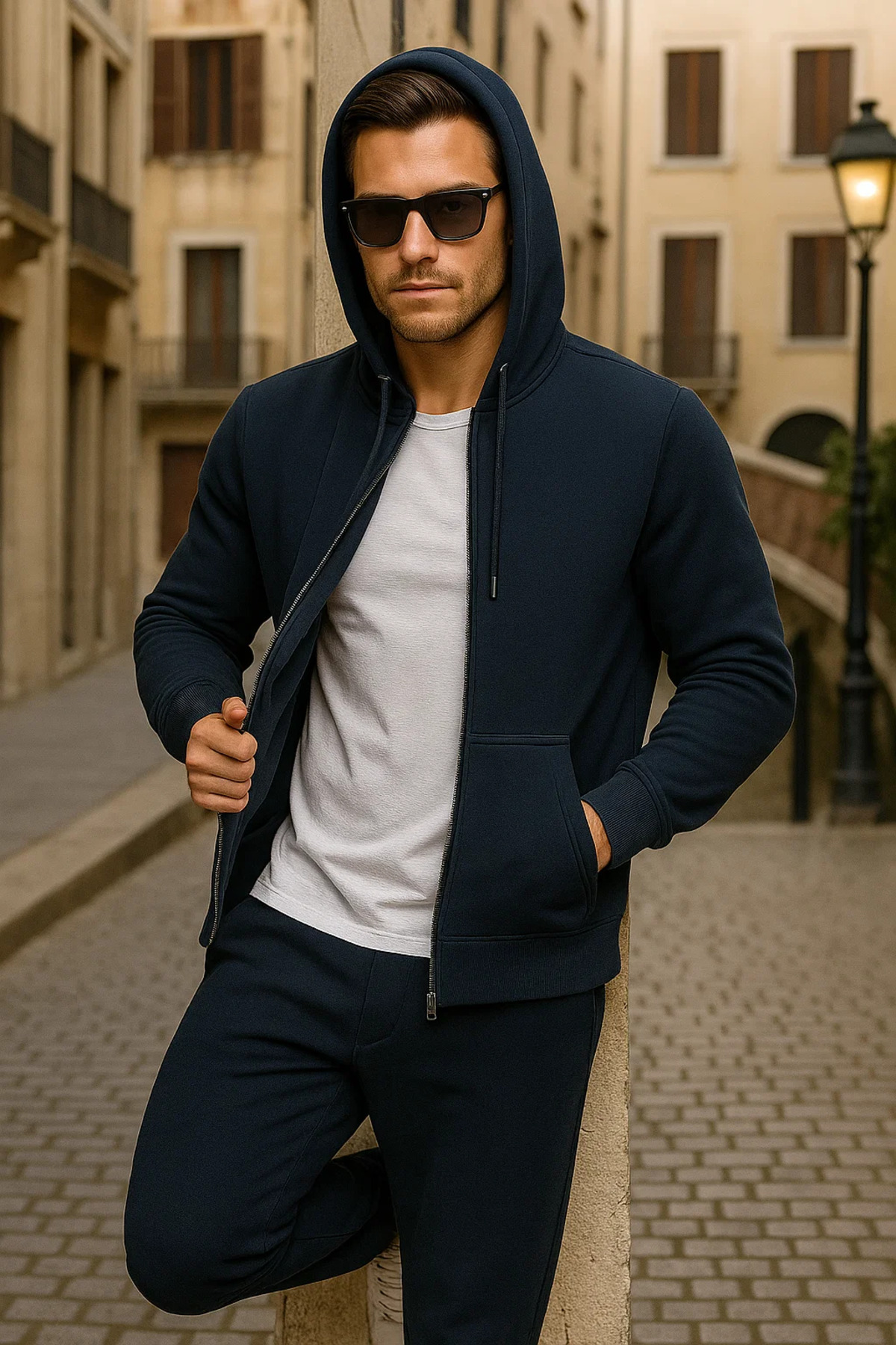 Erkek Kışlık Kapsonlu Koyu Fermuarlı Oversize Sweat 3