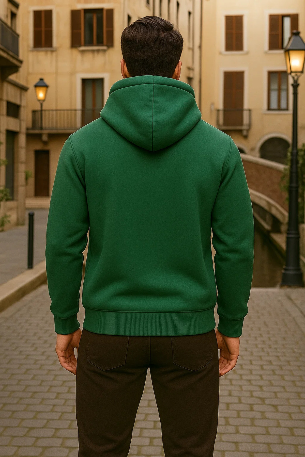 Erkek Kışlık Kapsonlu Yeşil Fermuarlı Oversize Sweat 5