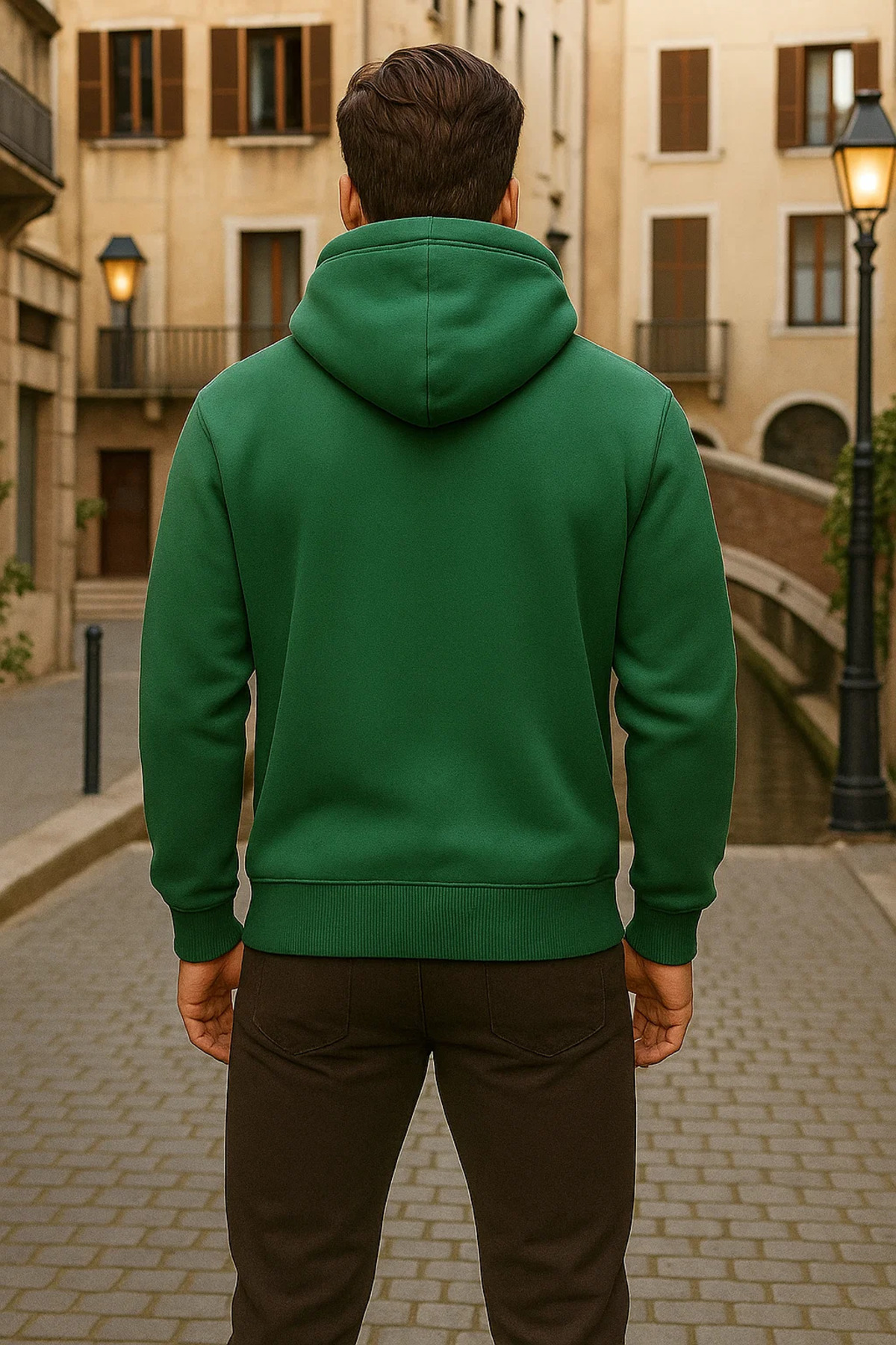 Erkek Kışlık Kapsonlu Yeşil Fermuarlı Oversize Sweat 6