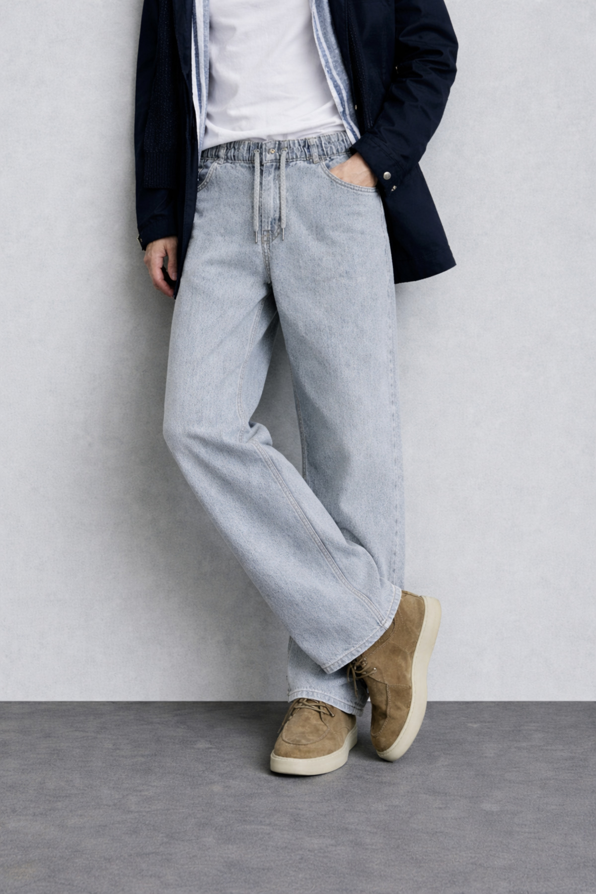Erkek Günlük Premium Gri Baggy Kot Pantolon 4