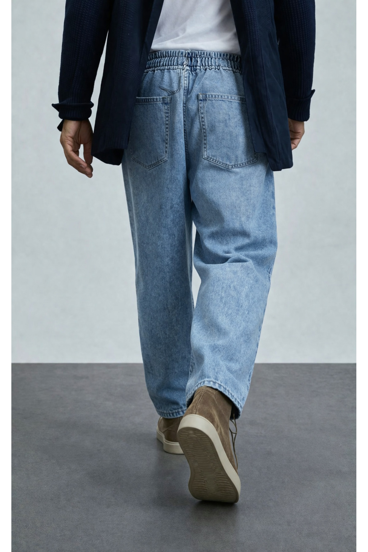 Erkek Günlük Premium Mavi Baggy Kot Pantolon 6