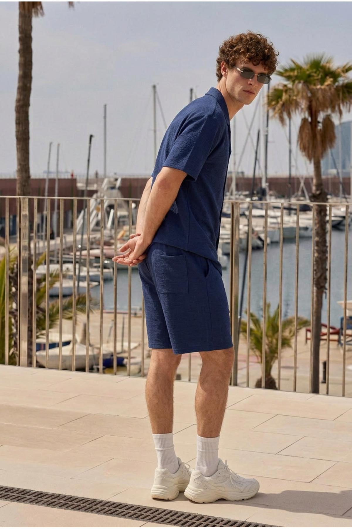 Erkek Premium Rahat Gömlek Jogger Keten Şort Kahve İkili Takım 6
