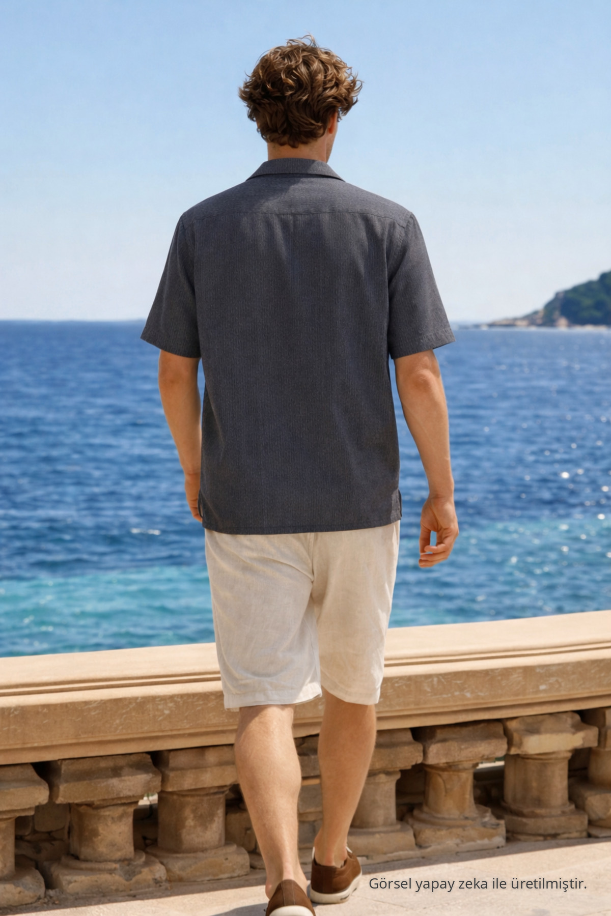 Erkek Premium Comfort Polo Yaka Siyah Keten Gömlek 6