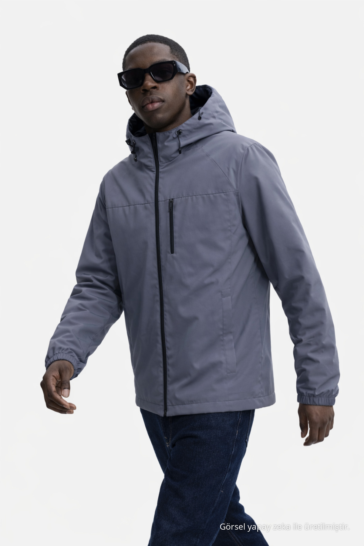 Erkek Astarlı Trend Oversize Füme Yağmurluk & Rüzgarlık 3