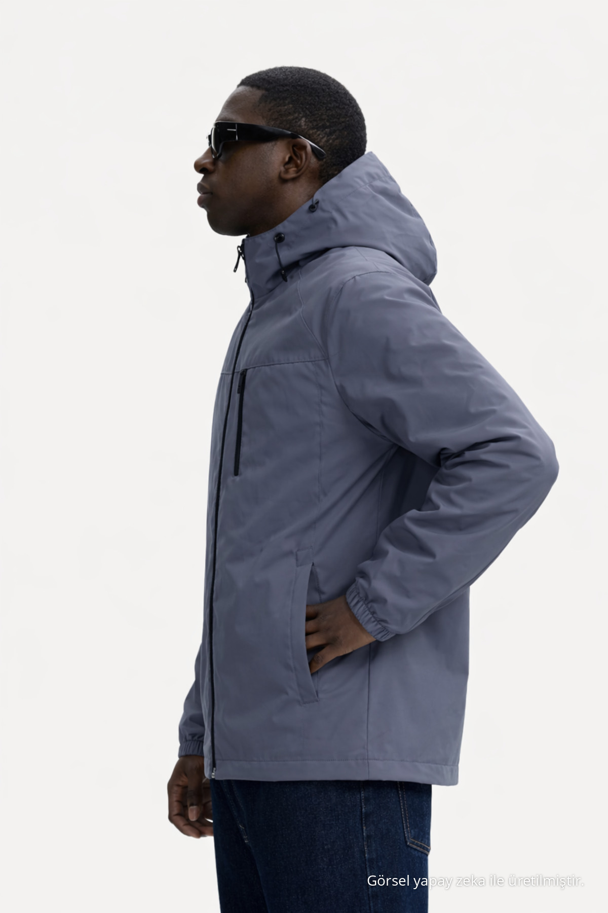 Erkek Astarlı Trend Oversize Füme Yağmurluk & Rüzgarlık 5