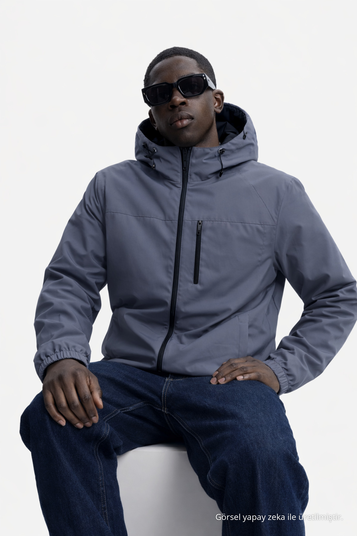Erkek Astarlı Trend Oversize Füme Yağmurluk & Rüzgarlık 4