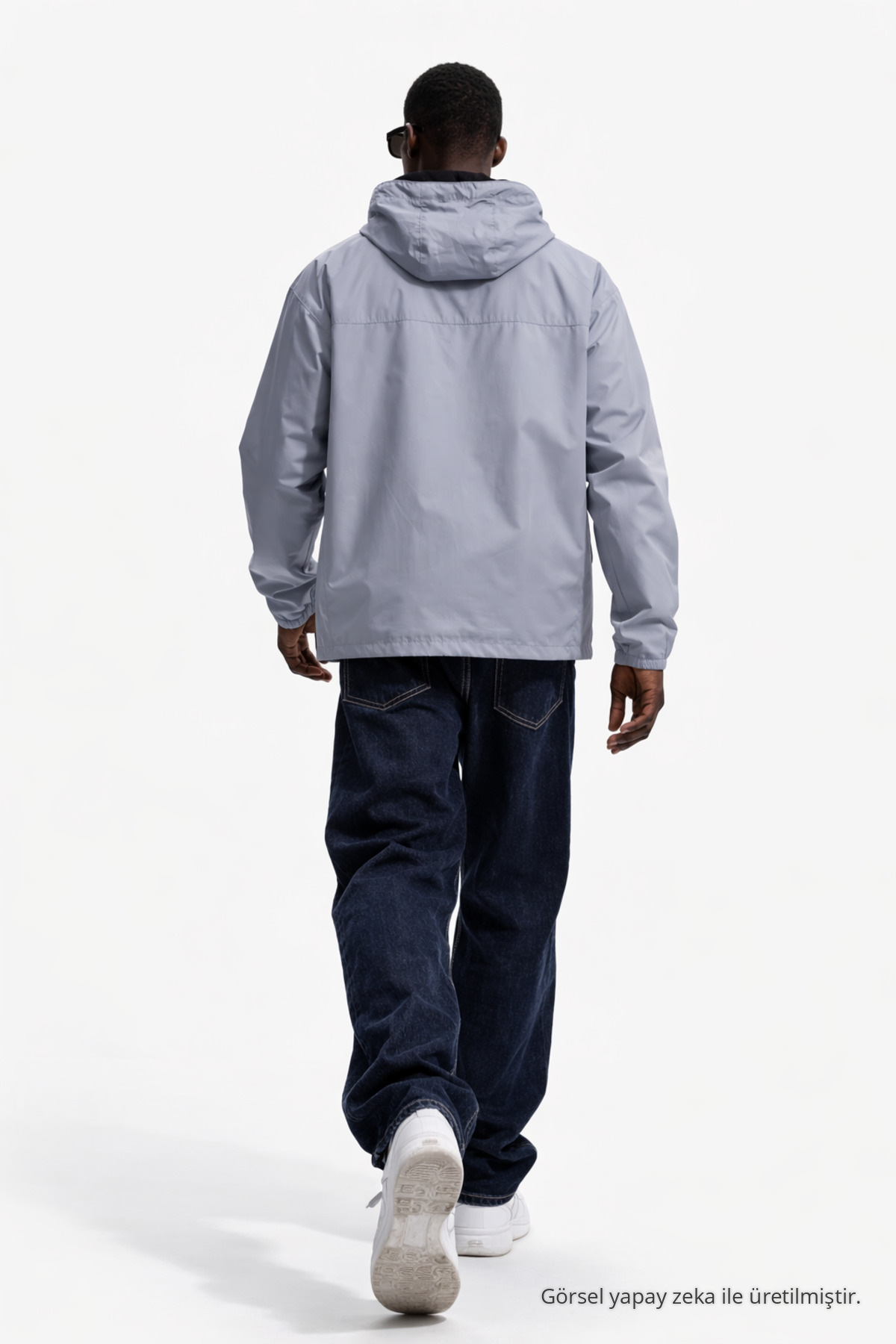 Erkek Astarlı Trend Oversize Gri Yağmurluk & Rüzgarlık 6