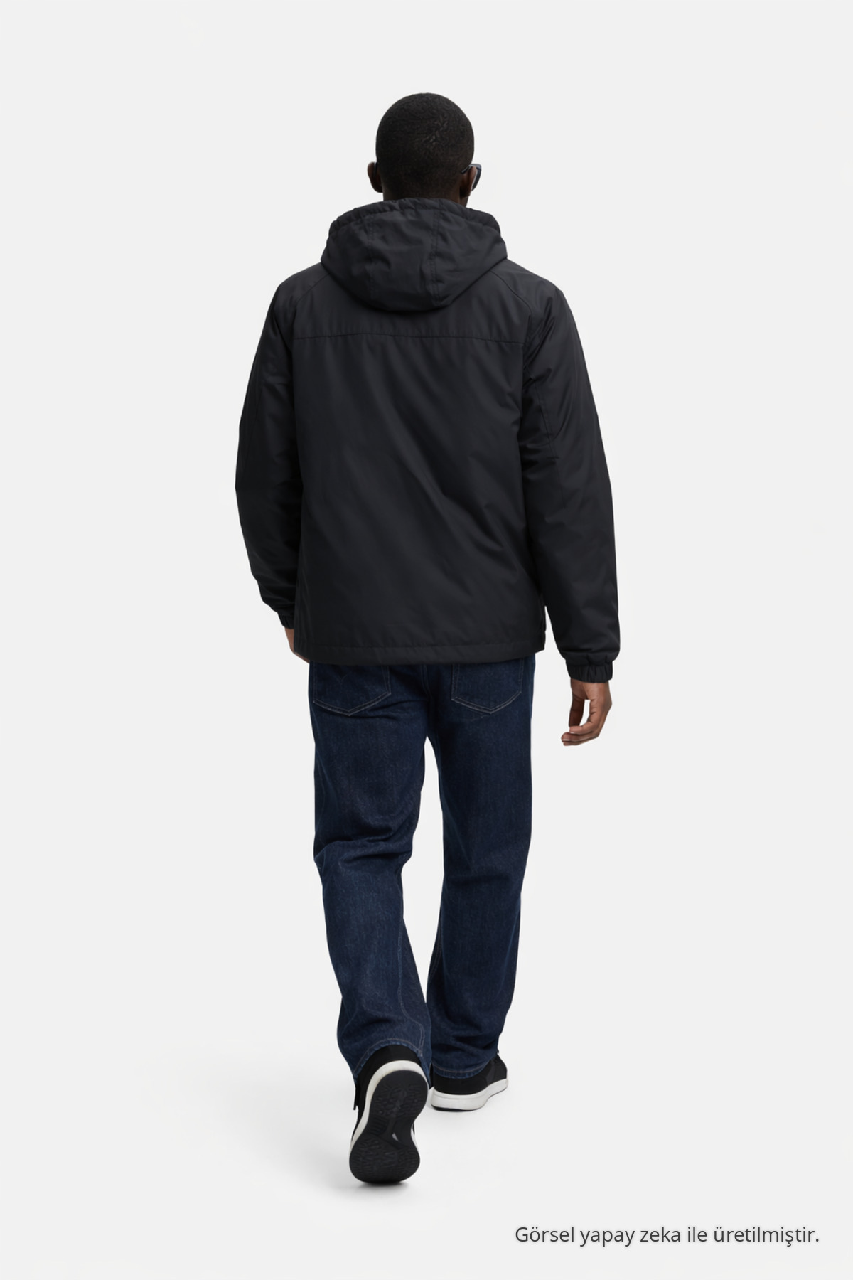 Erkek Astarlı Trend Oversize Siyah Yağmurluk & Rüzgarlık 6
