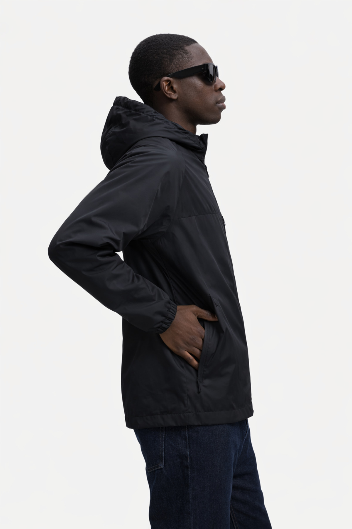 Erkek Astarlı Trend Oversize Siyah Yağmurluk & Rüzgarlık 3