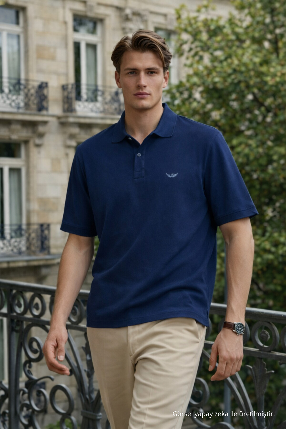 Erkek Elite Comfort Mavi Polo Yaka Tişört 3