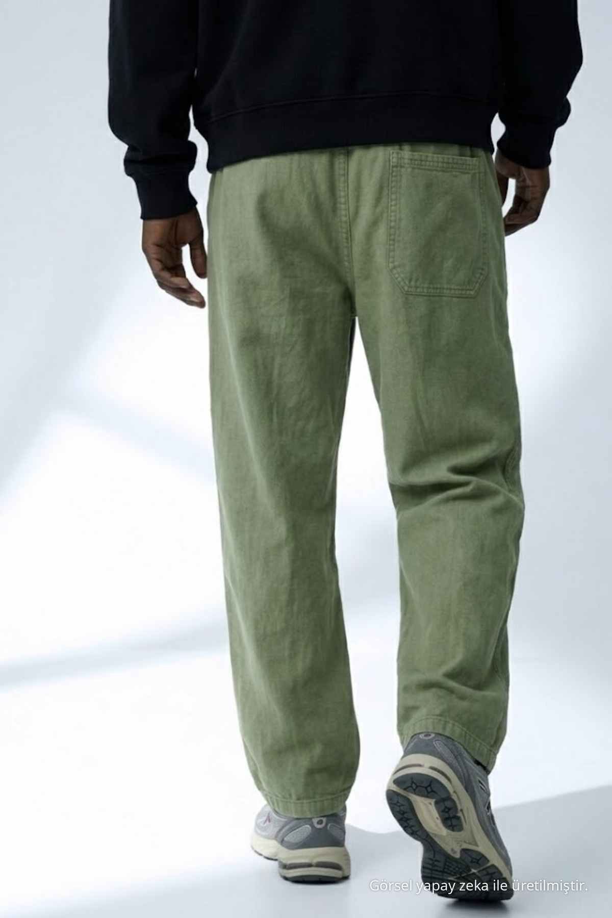 Erkek Günlük Yazlık Trend Bol Yeşil Keten Pantolon 6