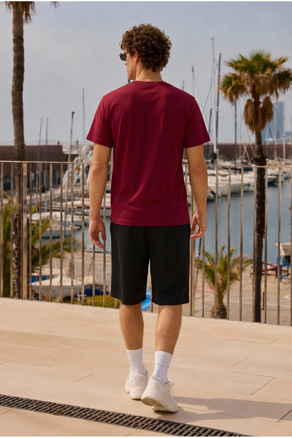 Erkek Trend Bisiklet Yaka Rahat Basic A.Bordo Tişört 6
