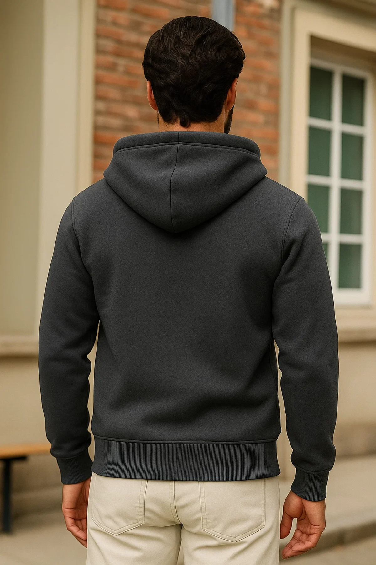Erkek Kışlık Antrasit Oversize Uzun Hırka Sweatshirt 5