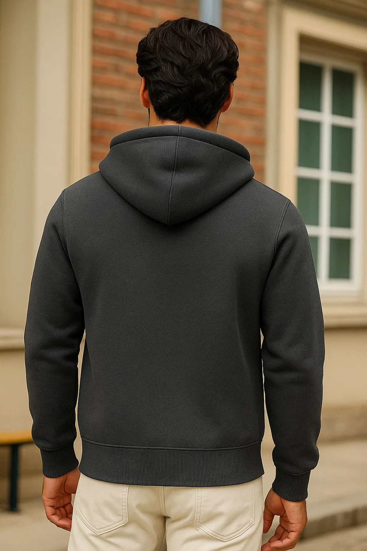 Erkek Kışlık Antrasit Oversize Uzun Hırka Sweatshirt 6