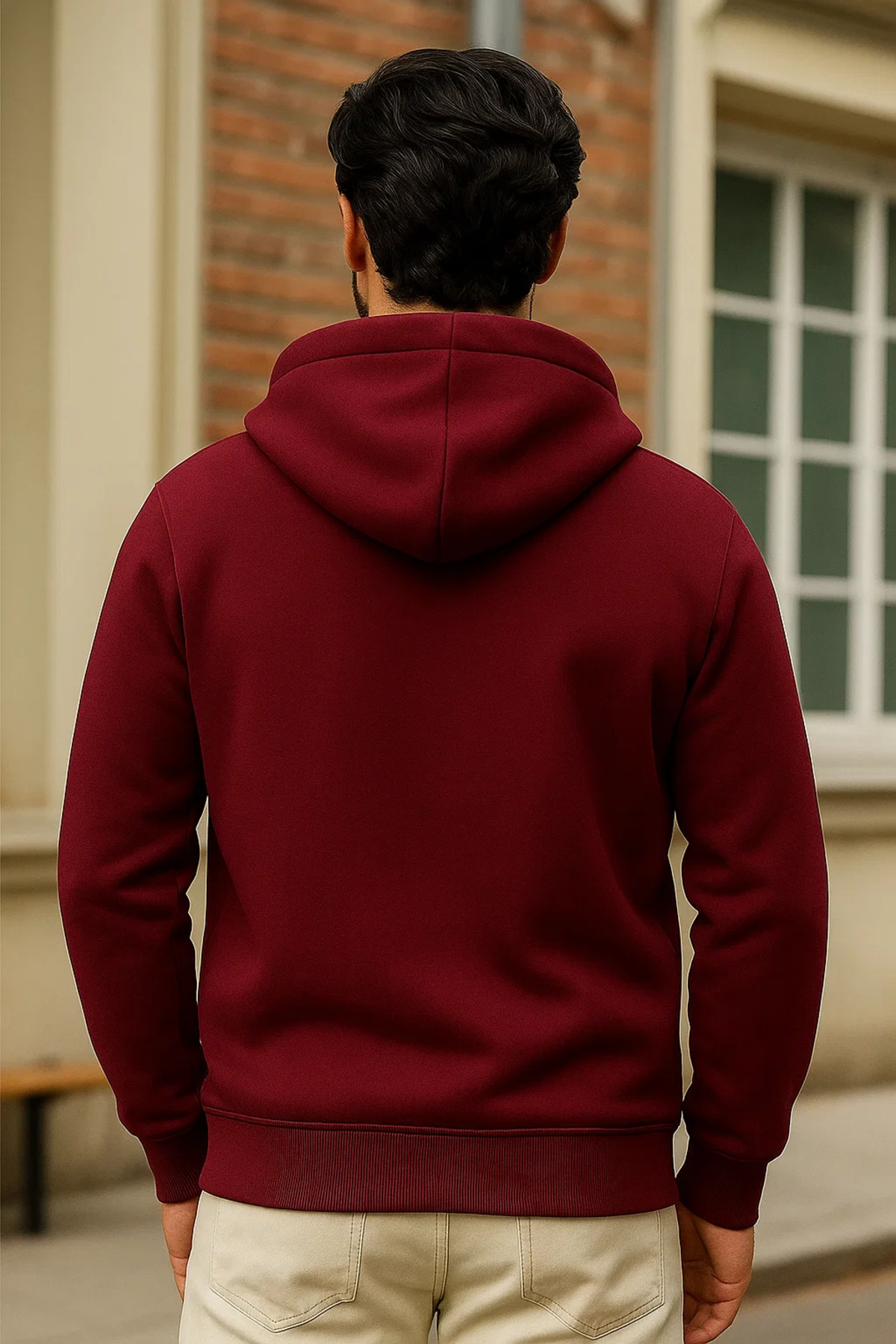 Erkek Kışlık Bordo Oversize Uzun Hırka Sweatshirt 5