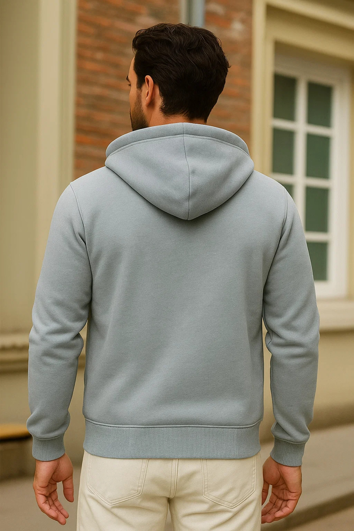 Erkek Kışlık Gri Oversize Uzun Hırka Sweatshirt 6