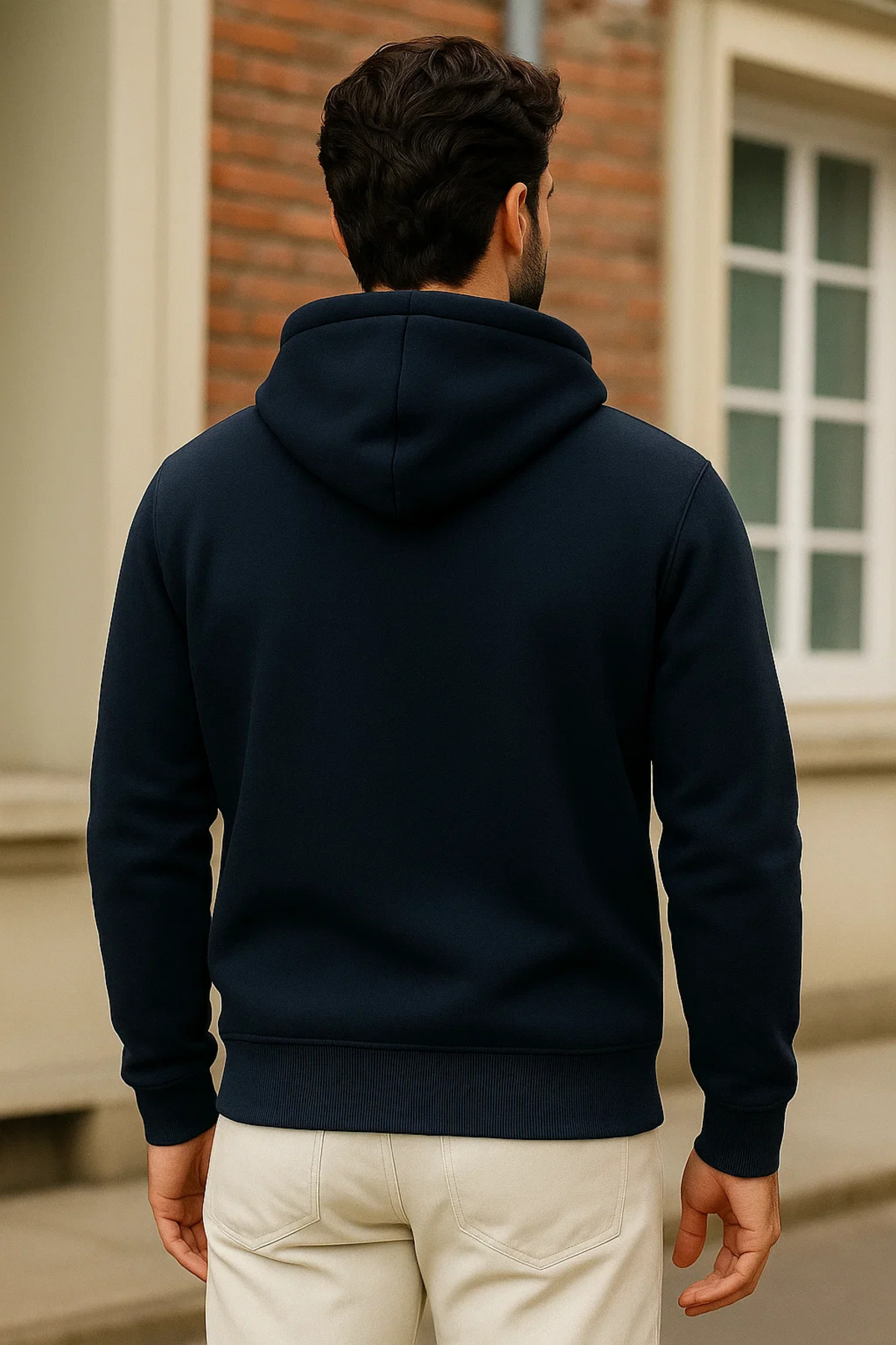 Erkek Kışlık Lacivert Oversize Uzun Hırka Sweatshirt 5