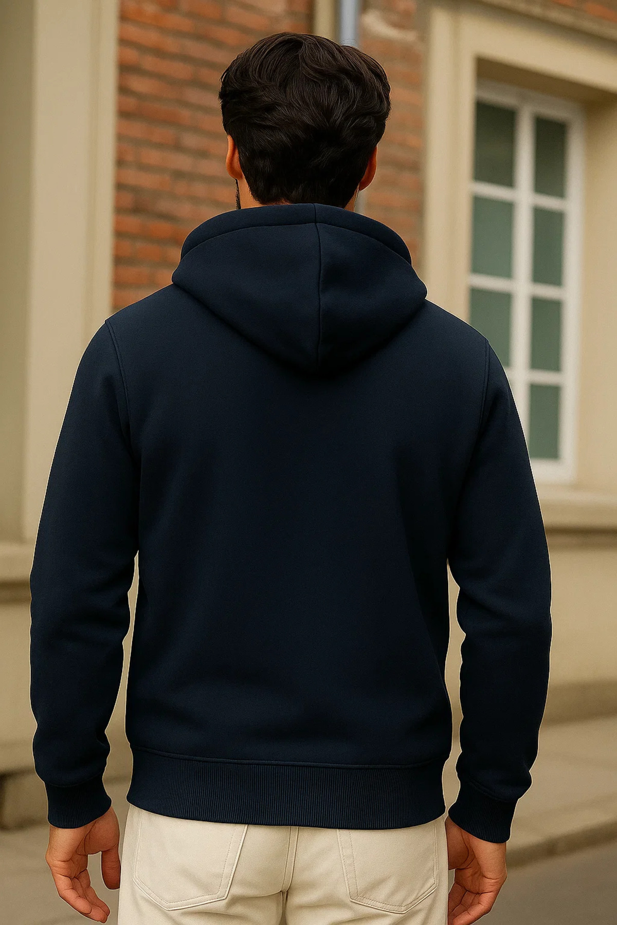 Erkek Kışlık Lacivert Oversize Uzun Hırka Sweatshirt 6