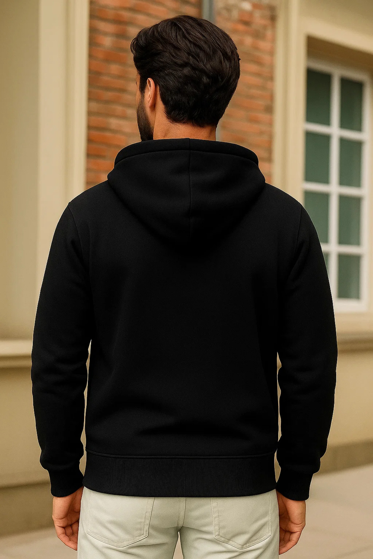 Erkek Kışlık Siyah Oversize Uzun Hırka Sweatshirt 5