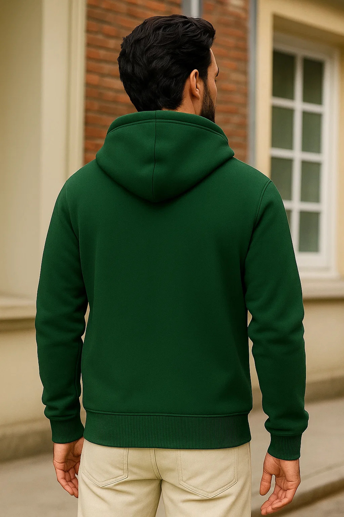 Erkek Kışlık Yeşil Oversize Uzun Hırka Sweatshirt 6