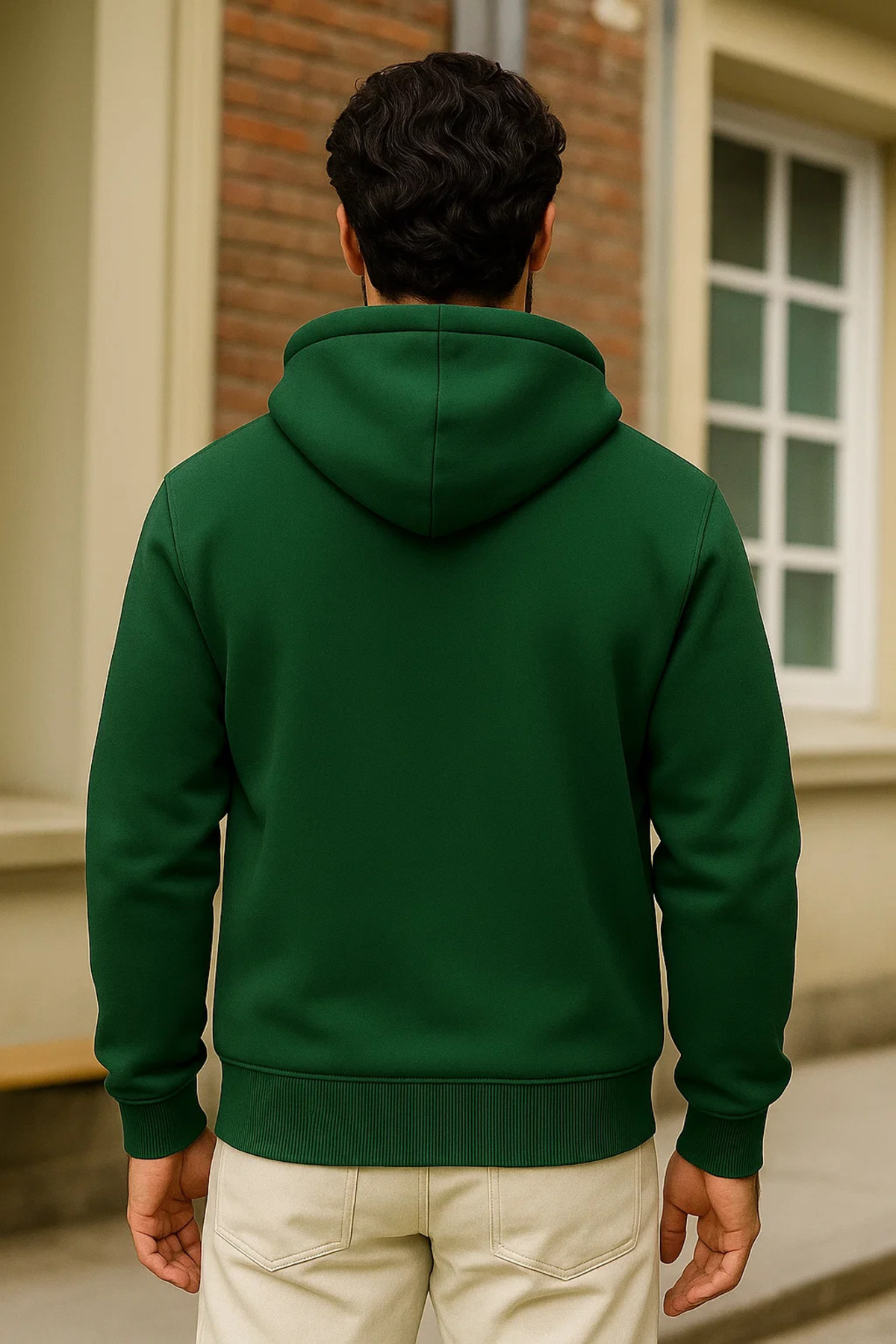 Erkek Kışlık Yeşil Oversize Uzun Hırka Sweatshirt 5