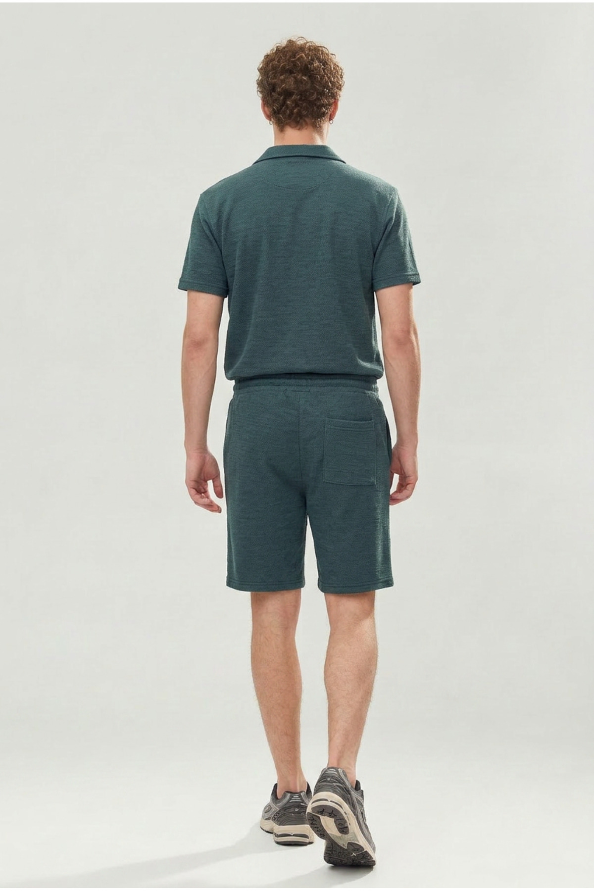 Erkek Premium Rahat Gömlek Jogger Keten Şort Kahve İkili Takım 6