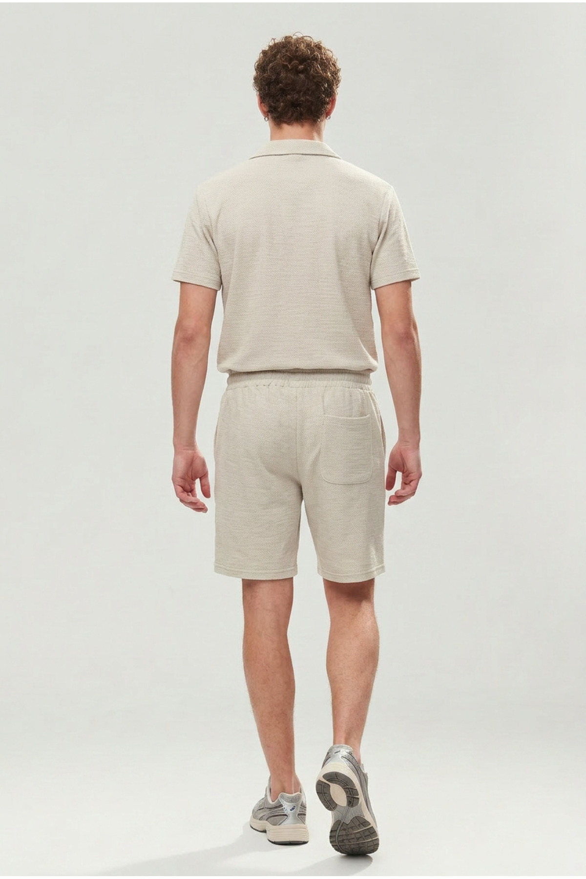Erkek Premium Rahat Gömlek Jogger Keten Şort Kahve İkili Takım 5
