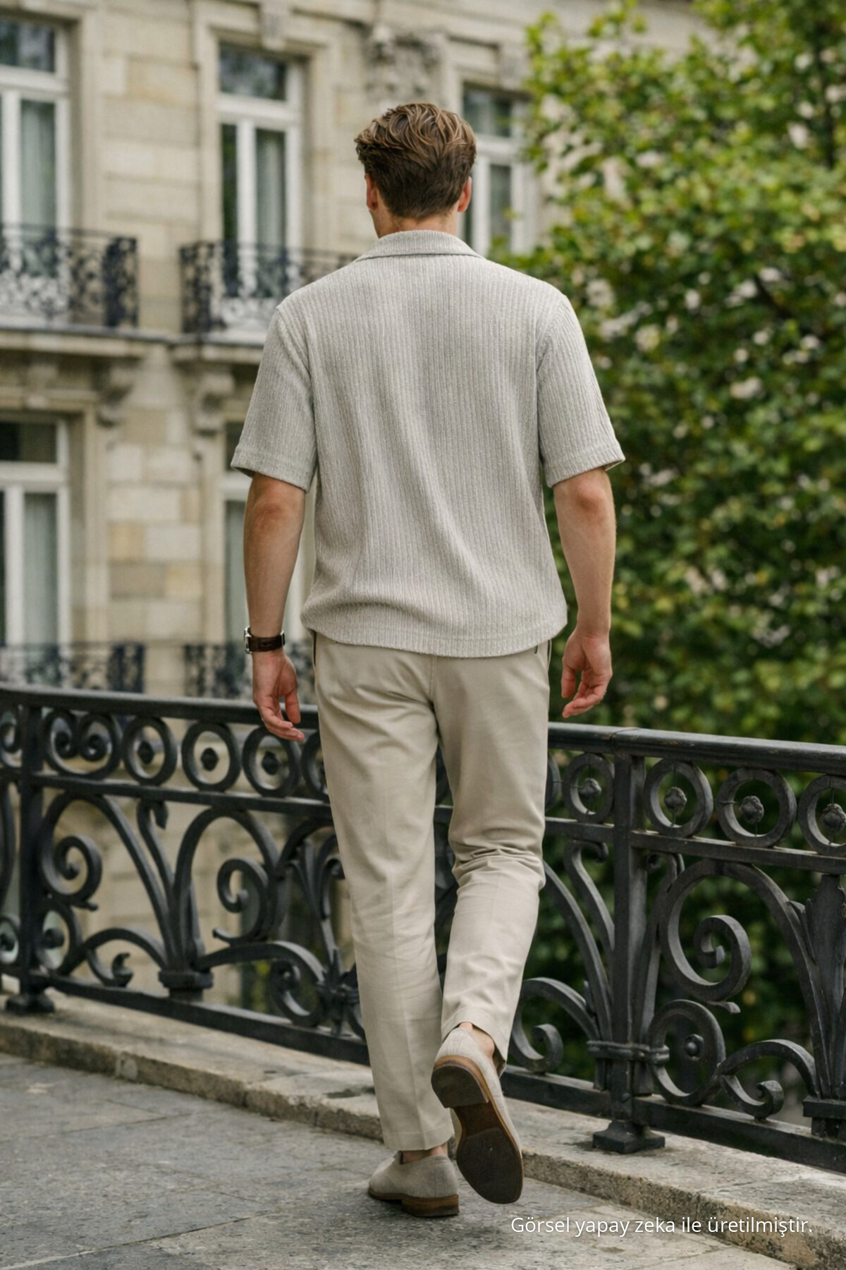 Erkek Trend Relax Fit Gri Keten Gömlek 6