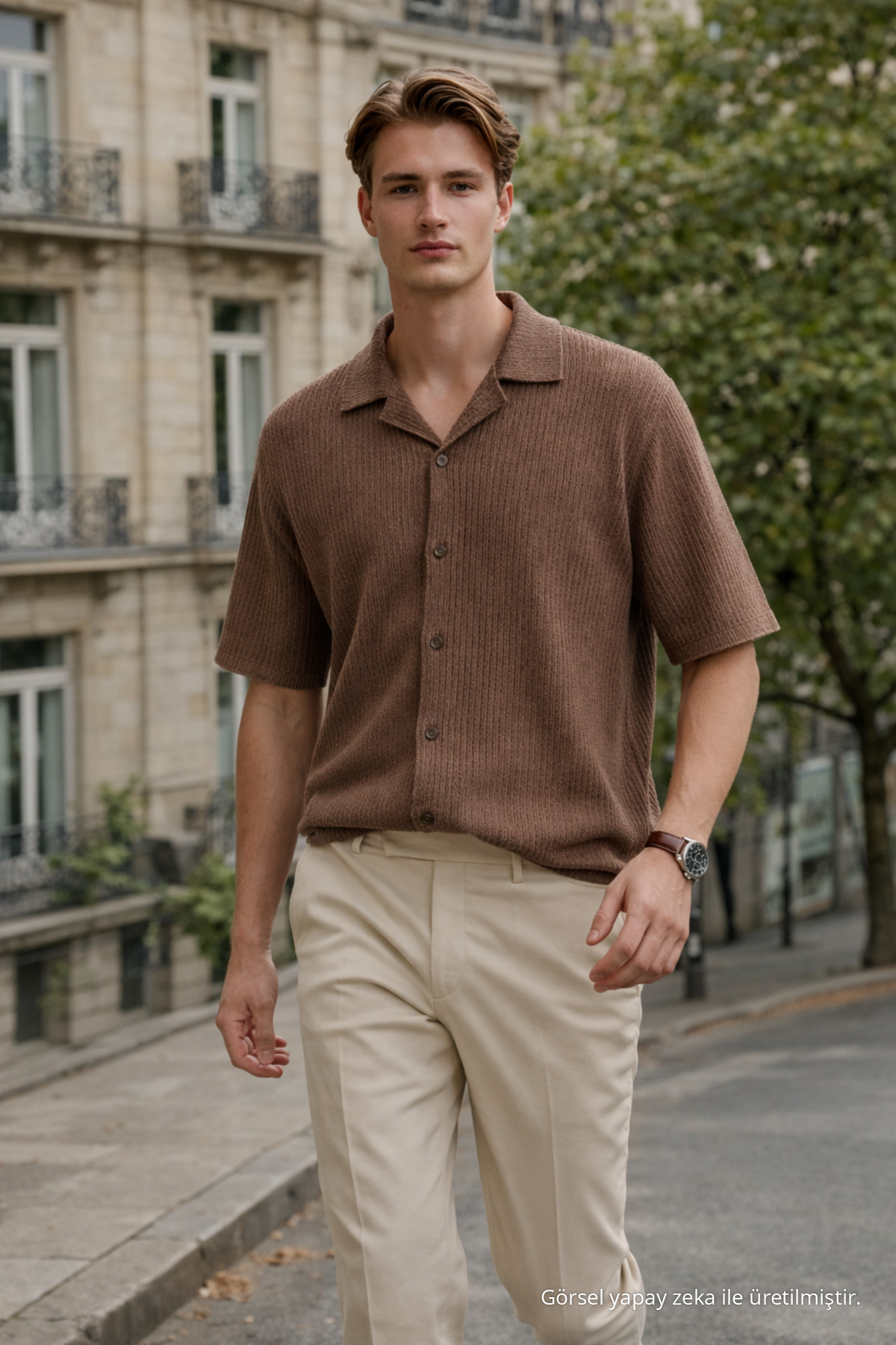 Erkek Trend Relax Fit Kahve Keten Gömlek 4