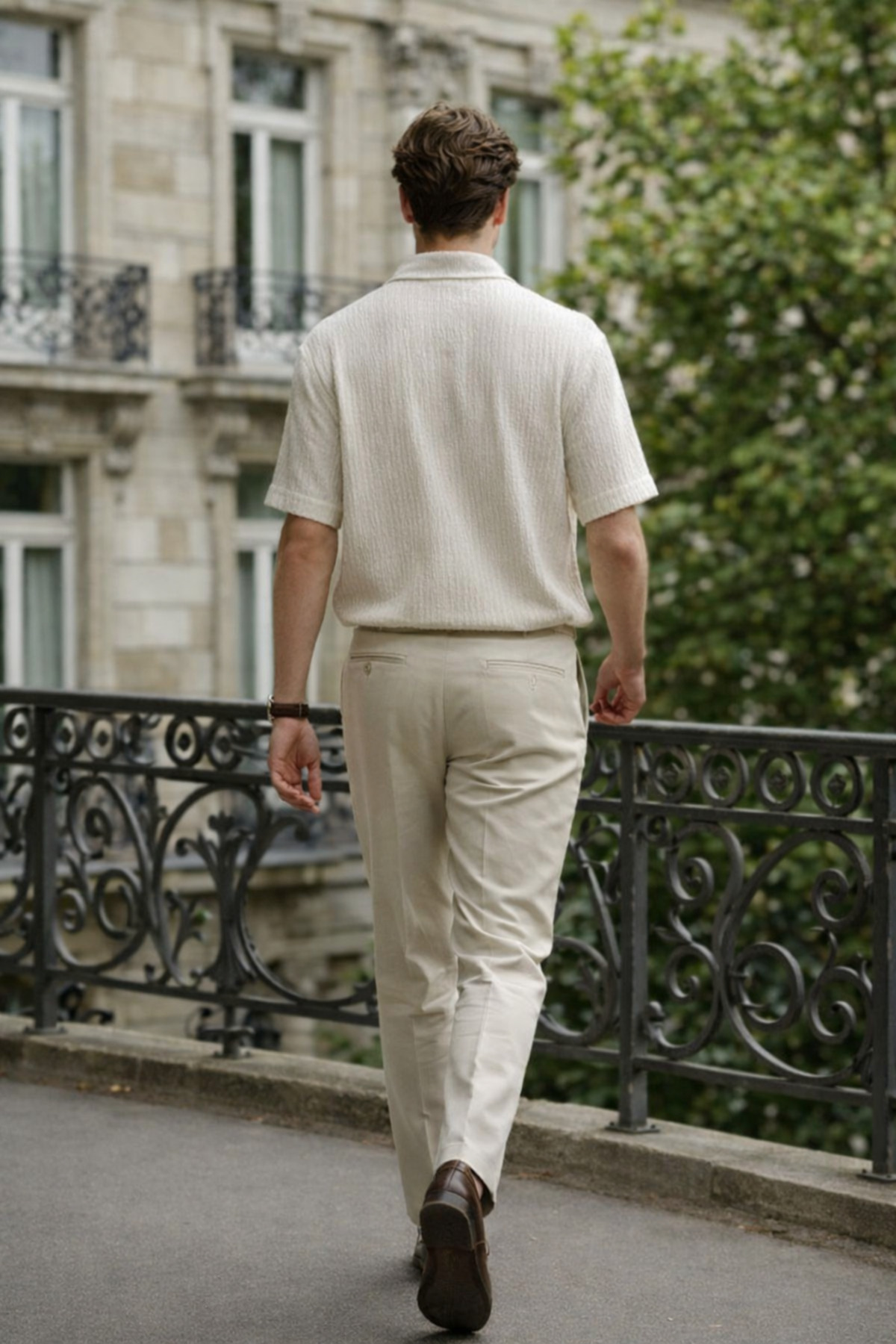 Erkek Trend Relax Fit Beyaz Keten Gömlek 6