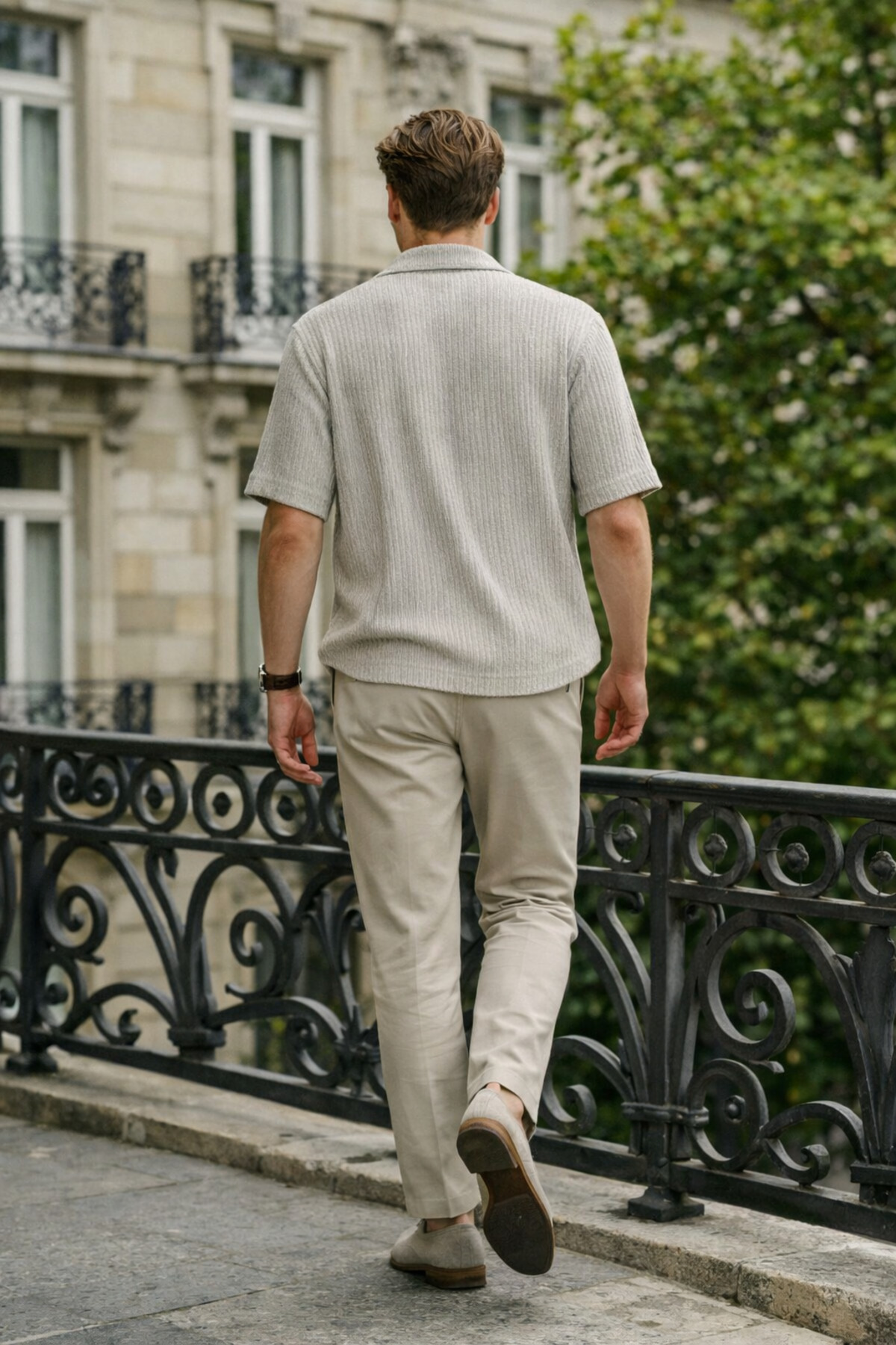 Erkek Trend Relax Fit Gri Keten Gömlek 6